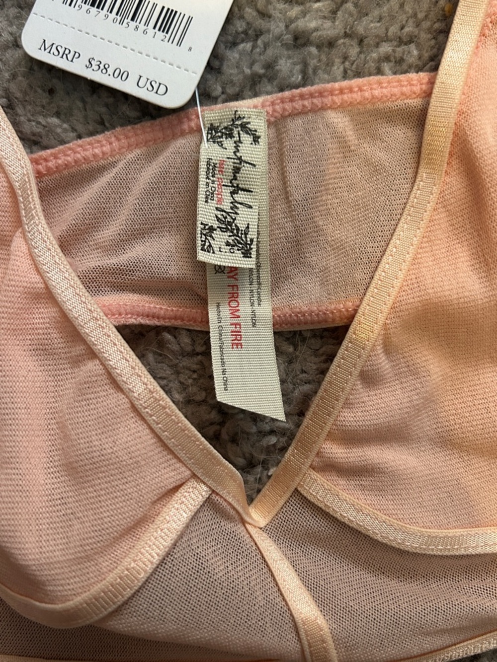 NWT $38 Free People Sheer Pink Frosting Bralette – Size L - Picture 5 of 8
